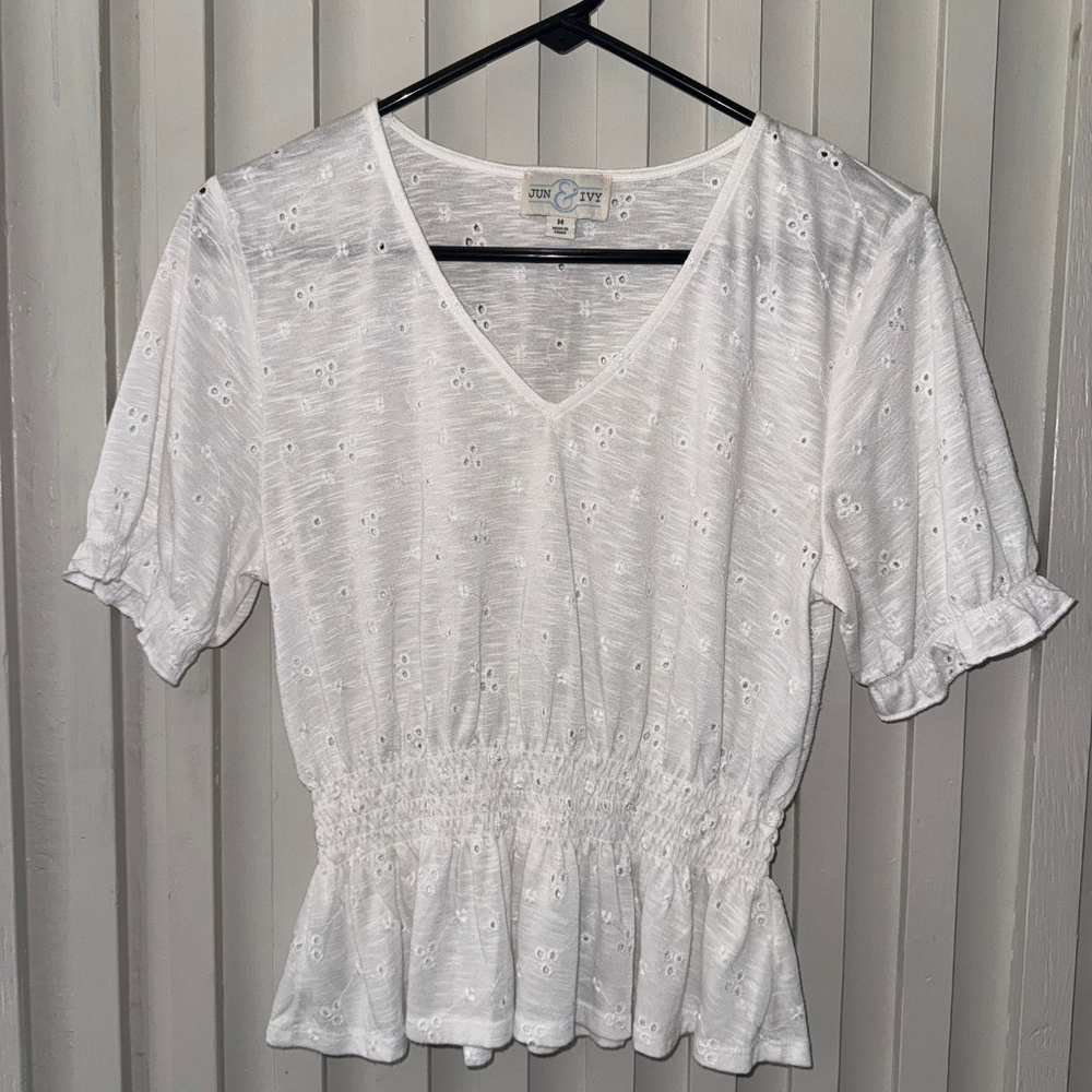 White V Neck Top